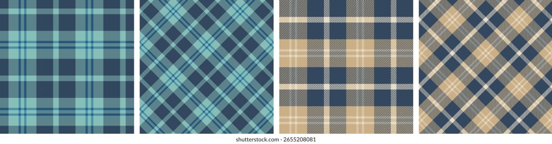 Seamless plaid pattern set. tartan for dress flannel skirt, tablecloth other modern and fashion print.