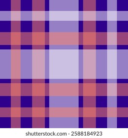 seamless plaid pattern in shades of blue, purple, and red. This digital abstract tartan design is ideal for fabric prints, textiles, wallpapers, backgrounds, and modern graphic projects.