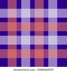 seamless plaid pattern in shades of blue, purple, and red. This digital abstract tartan design is ideal for fabric prints, textiles, wallpapers, backgrounds, and modern graphic projects.