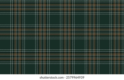 Seamless plaid pattern in shades of green, brown, and white. Designed for use in creating clothing such as skirts, shirts, or pants. Add a bright and stylish touch to any outfit.