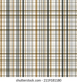 Seamless plaid pattern. Stripe square background. Vector textile design tartan. Green, beige and yellow checked pattern.