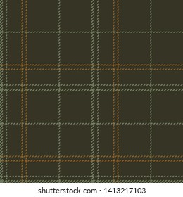 Seamless plaid pattern. Tartan check plaid in dark green and brown for jacket, skirt, dress, coat, bag, or other modern textile design.