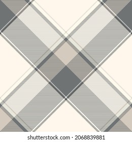 Seamless plaid pattern in taupe, gray, ivory cream and beige. Diagonal repeat.