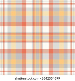 Seamless plaid pattern. Textile design with intersecting stripes and squares in soft, warm colors. Versatile background for fashion or branding projects.