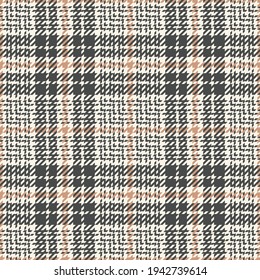 Seamless plaid pattern tweed in grey and beige. Glen tartan check plaid graphic vector for spring autumn winter skirt, jacket, coat, dress, other modern everyday casual fashion fabric print.