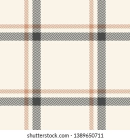 Seamless plaid pattern vector background. Herringbone classic tartan check plaid for scarf, poncho, blanket, coat, jacket, or other fashion textile design.