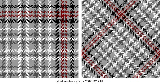 Seamless plaid pattern vector background set. Classic pixel texture herringbone. Straight and oblique scottish cage. Vector graphics printing on fabrics, shirts; textiles and tablecloth.