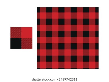 seamless plaid pattern vector design red black color 