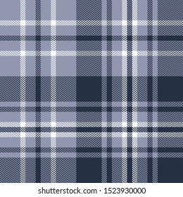 Seamless plaid pattern vector graphic. Tartan check plaid in dark blue, purple, and white for herringbone flannel shirt, blanket, scarf, throw, duvet cover, upholstery, or other modern fabric design.