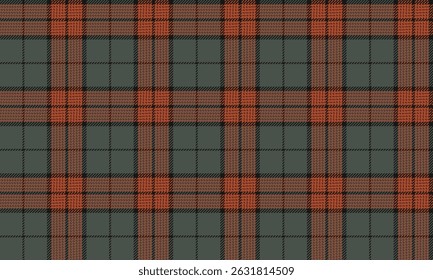 Seamless plaid pattern vector, green, orange, black, perfect mix and match, perfect for designing clothes, skirts and pants to make them look unique and stylish.