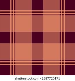 seamless plaid pattern in warm brown and maroon tones, perfect for textile design, backgrounds, and digital projects. Classic checkered design for fashion, autumn themes, and vintage styles.