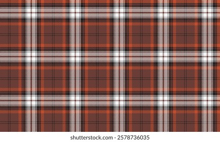 Seamless plaid pattern, warm colors of brown, white, orange and black. Suitable for designing clothes, skirts and pants. High resolution for all kinds of fashion design, vector illustration.