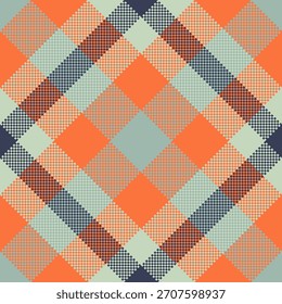 Seamless plaid pattern. Warm and cool color balance, classic textile design. Great for backgrounds, fabrics, and various creative projects, retro style.