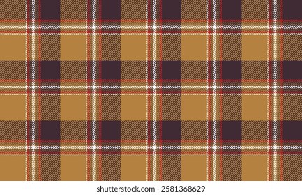 Seamless plaid pattern in yellow, purple, white, and red designed to create bright, unique, and distinctive clothes, skirts, and pants.