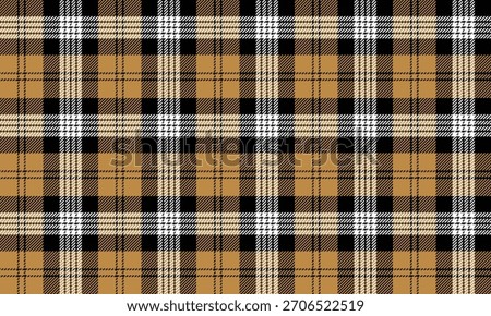 Seamless plaid pattern, yellow, white, black, for fashion design, clothing, skirts, pants, adding a striking touch to prints and textiles.