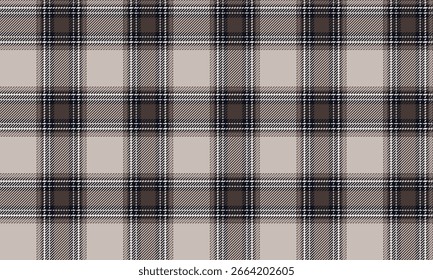 Seamless plaid patterns in beige, brown, white, and black create a classic, elegant look. Perfect for designing clothes, skirts, pants, scarves, and other fashion items.