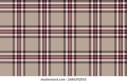 Seamless plaid patterns in beige, brown, red, and white combine softness with sharp shades for a fashionable design that stands out with charm and uniqueness.