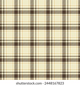 Patrones a cuadros sin costuras en marrón y beige para el diseño textil. Patrón de cuadros de tartán con fondo gráfico de forma cuadrada para un estampado de tela. Ilustración vectorial.