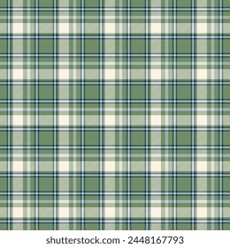 Seamless plaid patterns in dark blue, green, and beige for textile design. Tartan plaid pattern with square-shaped graphic background for a fabric print. Vector illustration.