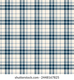 Seamless plaid patterns in dark blue, gray, and beige for textile design. Tartan plaid pattern with square-shaped graphic background for a fabric print. Vector illustration.