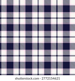 Seamless Plaid Surface Pattern Design in Navy Blue, Pink, and White for Fashion Textiles and Home Decor