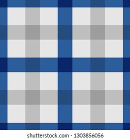 Seamless plaid tablecloth pattern background, blue, vector illustration