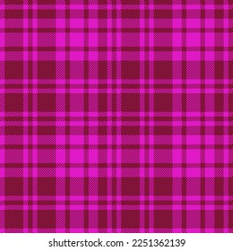 Tartán de seda. Comprobación del fondo del patrón. Textura de tela vectorial en colores rosados y rojos.