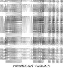 Seamless plaid tartan pattern in black and white.