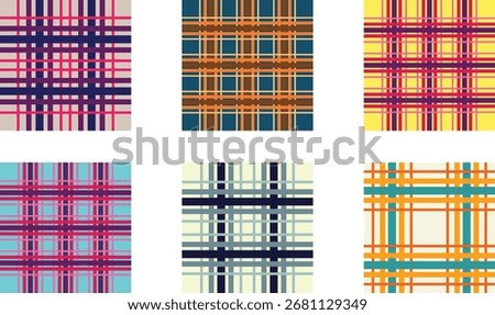 Seamless Plaid and Tartan Pattern Collection with Colorful Checkered Textile Designs for Fabric, Fashion, Wallpaper, Wrapping Paper, Digital Paper, and Decorative Backgrounds in Multiple Variations
