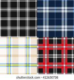 Seamless Plaid Tartan Pattern Set Fabric Textile Background