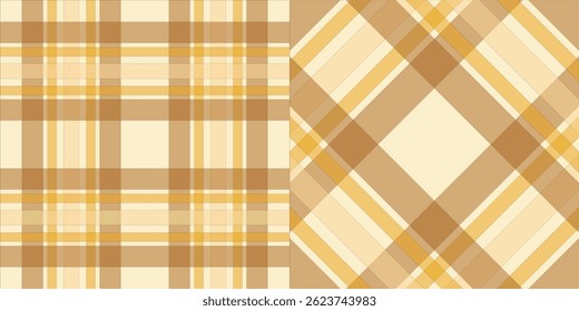 Seamless plaid tartan pattern in straight and diagonal layouts. Classic checkered fabric design for textile, fashion and digital use 