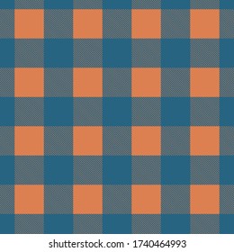 Patrón tartán sin manchas. Vector de tela tradicional. Azul sobre fondo naranja. Adecuado para niños, papel decorativo, hogar, diseño, concepto, ropa, artesanía e impresiones textiles.