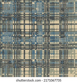 Trazo de textura tartán sin manchas en color negro, verde y azul. Resumen de fondo coloreado de textura a cuadros.