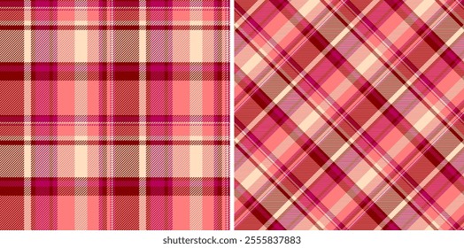 Seamless plaid texture of background tartan pattern with a vector textile fabric check. Set in christmas colours. Messy stripe art.