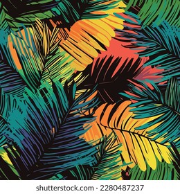 seamless plan beach pattern, bright colors, vector