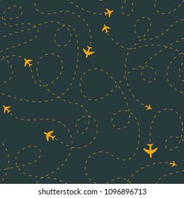 Seamless Plane Track Patten. Airplane Routes Tracery