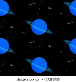 Seamless with planet Uranus and constellations