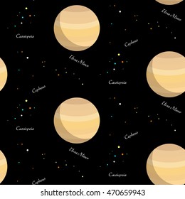 Seamless with planet Venus and constellations
