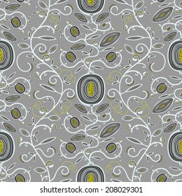 Seamless plant decorative pattern, design repeating element, vector