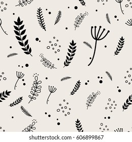 Seamless Plant And Leaf Pattern