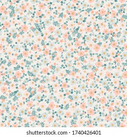 Seamless plant pattern with antique folk flowers. Shabby chic style millefleurs. Floral background for textile, wallpaper, covers, surface, print, wrap, scrapbooking, decoupage.