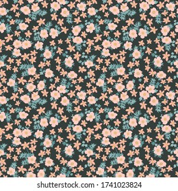 Nahtlose Pflanzenstruktur mit antiken Volksblumen. Shabby schicke Millefleurs. Blumenhintergrund für Textilien, Tapeten, Decken, Oberfläche, Druck, Verpackung, Scrapbooking, Decodierung.
