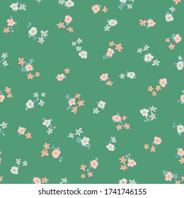 Seamless plant pattern with antique folk flowers. Shabby chic style millefleurs. Floral background for textile, wallpaper, covers, surface, print, wrap, scrapbooking, decoupage.