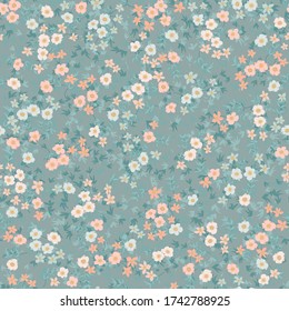 Seamless plant pattern with antique folk flowers. Shabby chic style millefleurs. Floral background for textile, wallpaper, covers, surface, print, wrap, scrapbooking, decoupage.