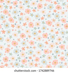 Patrón de planta sin foco con flores folclóricas antiguas. Millefleurs estilo Shabby chic. Fondo floral para textiles, papel pintado, cubiertas, superficie, impresión, envoltura, scrapbooking, desacoplamiento.