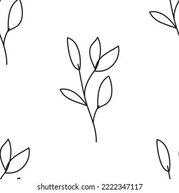 Seamless plant pattern. Botany. Homemade flowers. Cacti and succulents. Geometric shapes. Abstraction. Vector illustration of linear shapes. Vase. Scandinavian style of doodles.