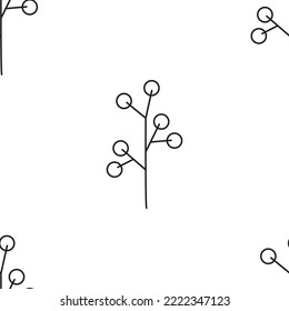 Seamless plant pattern. Botany. Homemade flowers. Cacti and succulents. Geometric shapes. Abstraction. Vector illustration of linear shapes. Vase. Scandinavian style of doodles.