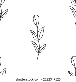 Seamless plant pattern. Botany. Homemade flowers. Cacti and succulents. Geometric shapes. Abstraction. Vector illustration of linear shapes. Vase. Scandinavian style of doodles.