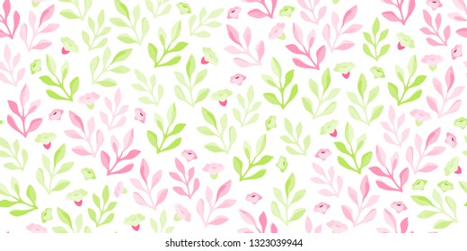 Seamless plant pattern. Floral background for fashion prints. Design for textile, wallpapers, wrapping, paper. Spring flowery texture.