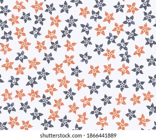 Seamless plant pattern with flowers of aquilegia. Trendy millefleurs. Floral background for textile, wallpaper, covers, surface, print, wrap, scrapbooking, decoupage.